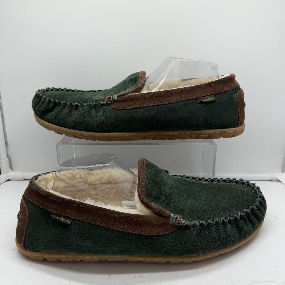 LL Bean Wicked Loafer Bedroom Slipper Mens 12 Green Lamb